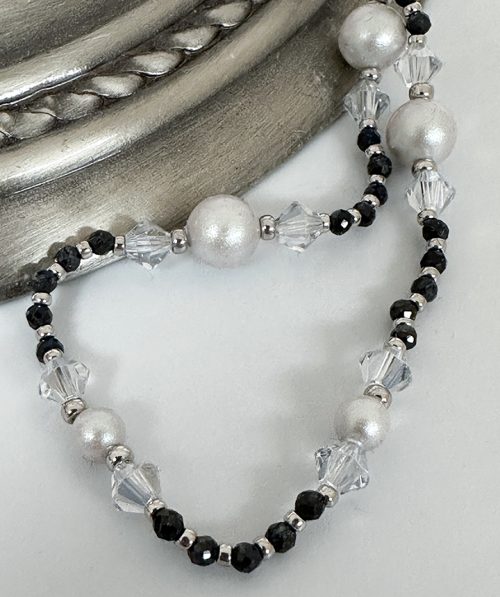 IMG_8989 Sapphire, Crystal and Pearl Necklace & Earring Set