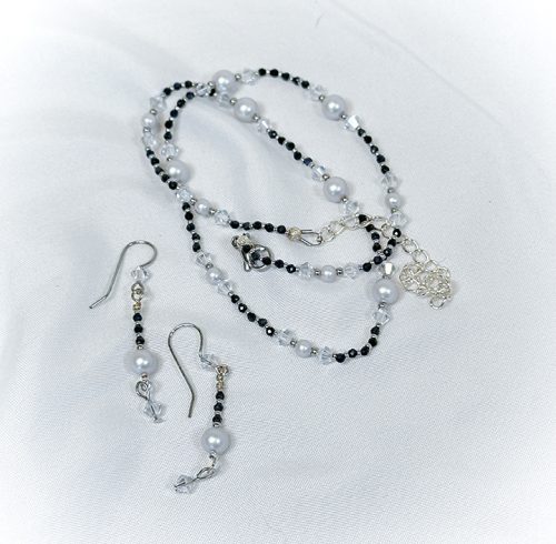 IMG_9839 Sapphire, Crystal and Pearl Necklace & Earring Set