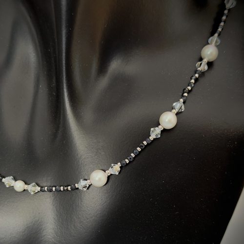 unnamed Sapphire, Crystal and Pearl Necklace & Earring Set