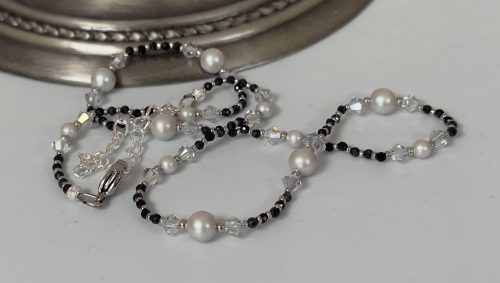unnamed2 Sapphire, Crystal and Pearl Necklace & Earring Set