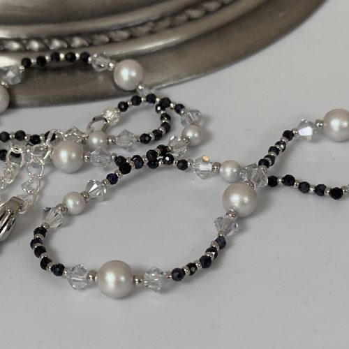 Sapphire, Crystal and Pearl Necklace & Earring Set