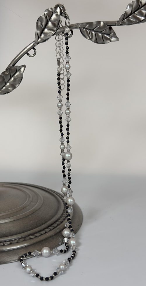 unnamed3 Sapphire, Crystal and Pearl Necklace & Earring Set