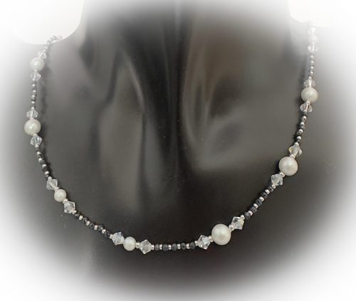 unnamed4 Sapphire, Crystal and Pearl Necklace & Earring Set
