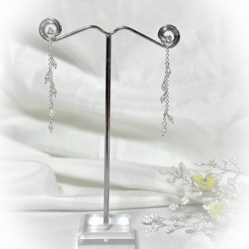 Freshwater Pearl and Argentium Silver Drop Earrings