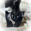 Asymmetric Pearl Flower Necklace and Earring Set